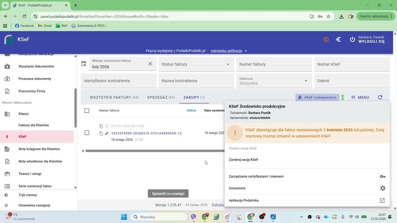 Pobieranie faktur z KSeF za pomocą programu PODATKIPODATKI.PL