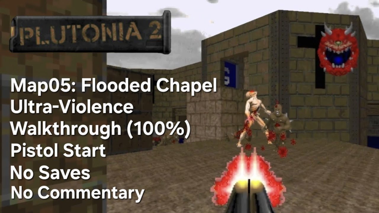Plutonia 2 - Map05: Flooded Chapel - Pistol start (Ultra-Violence 100%)