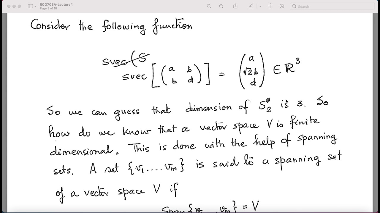 ECO703A Lecture4a : Finite Dimensional Vector Spaces : Part-1