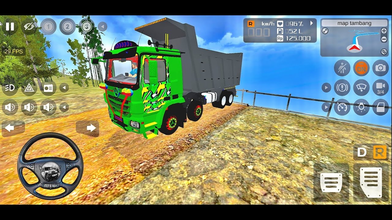 INDIAN TRUCK DRIVING BUS SIMULATOR | INDONESIA MOUNTAIN ROAD | BHARAT BENZ 12X12 TRUCK DRIVING
