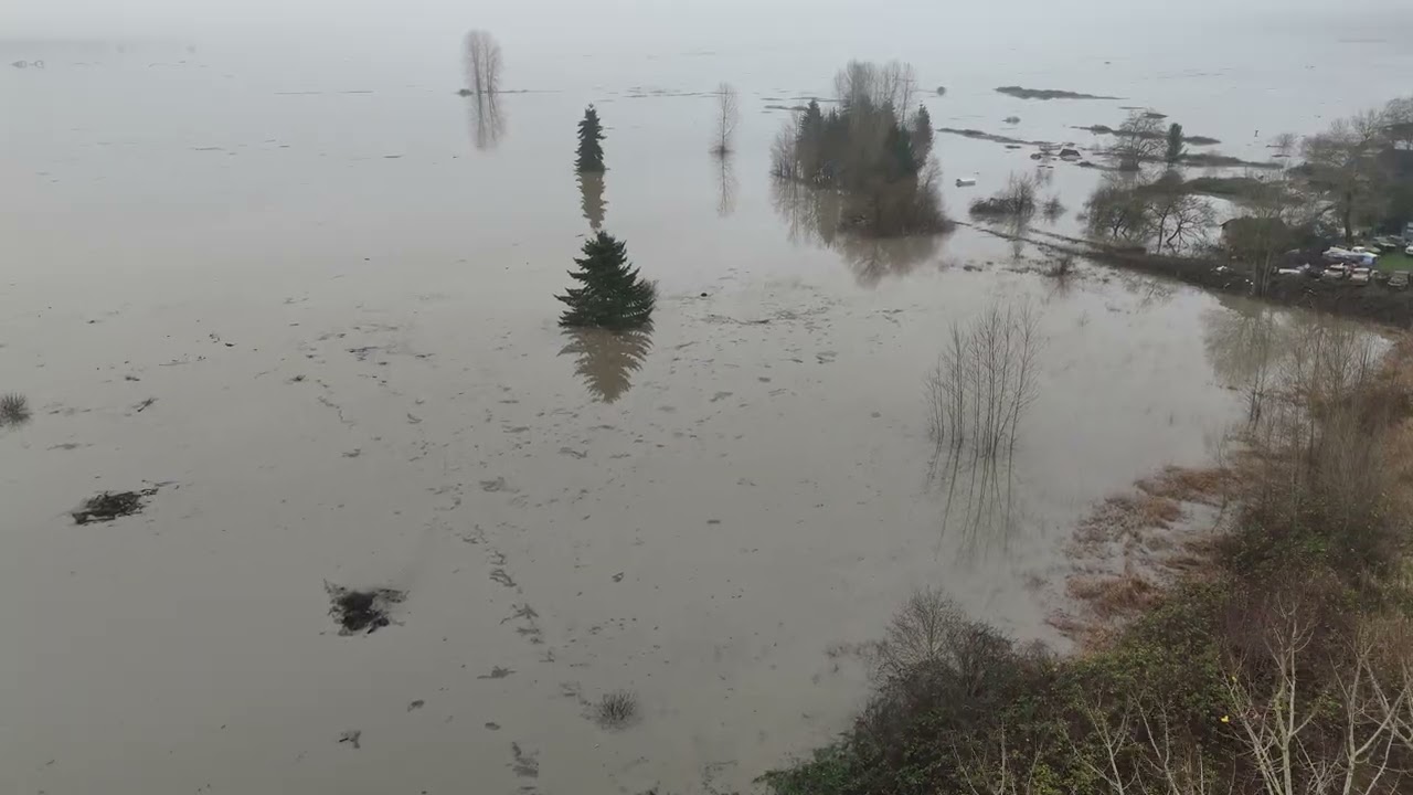 2025-12-12 - Snohomish River Flooding at Everett, WA via Drone