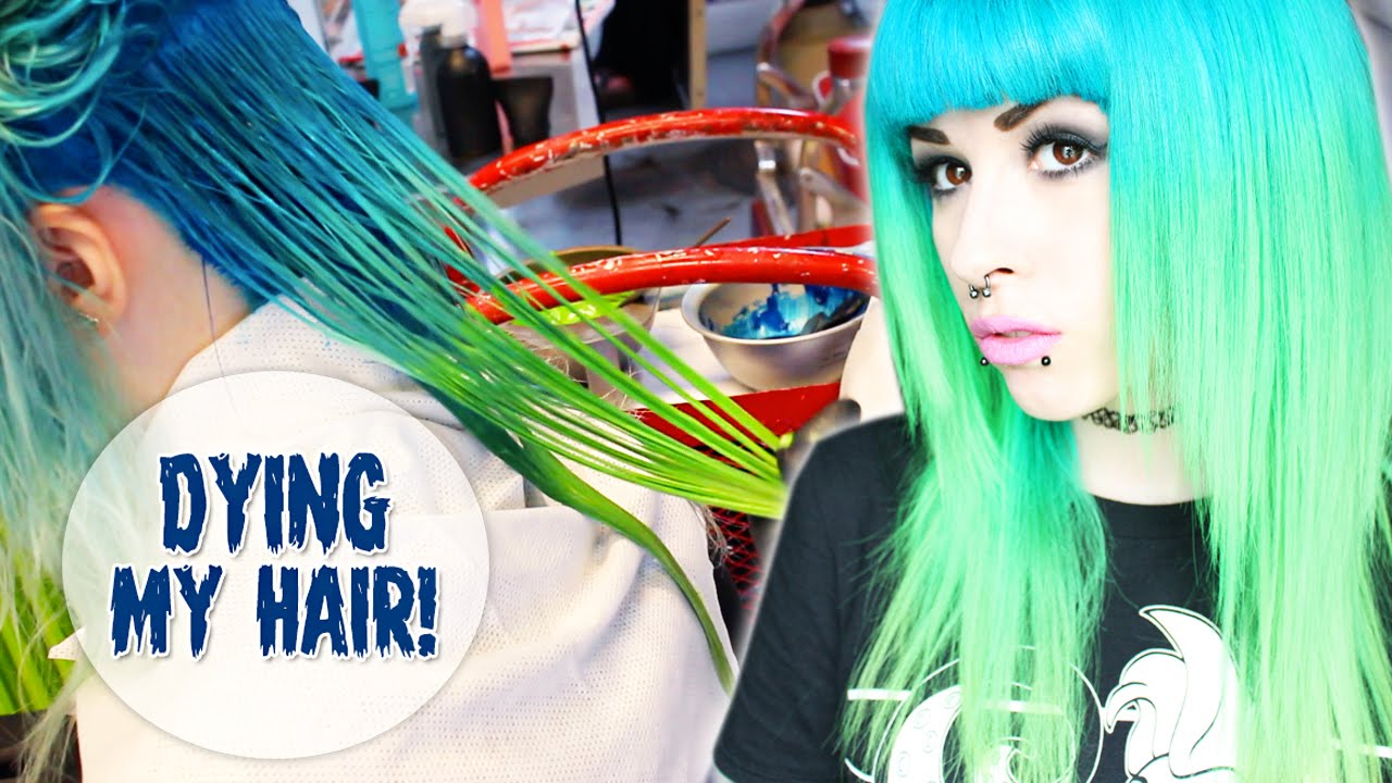 MY NEW HAIR ❤ Dying My Hair Blue and Neon Green!