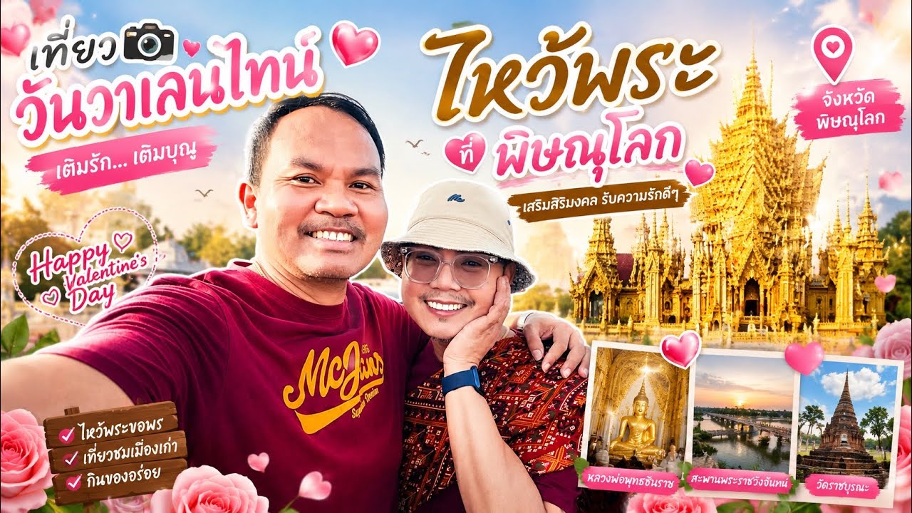 Ep.1 เที่ยววันวาเลนไทน์เข้าวัดไหว้พระทำบุญ จังหวัดพิษณุโลก | สายบุญ สายมู ต้องห้ามพลาด
