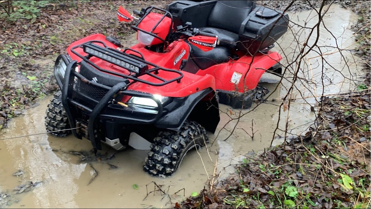 Suzuki Kingquad 750 drive in winter, mud 2022