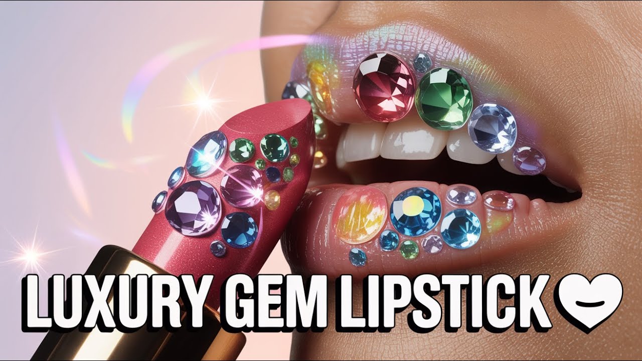 Luxury Gem Lipstick 💎✨  Extreme Macro Lips Transforming Into Flawless Faceted Gemstone Clusters ASMR