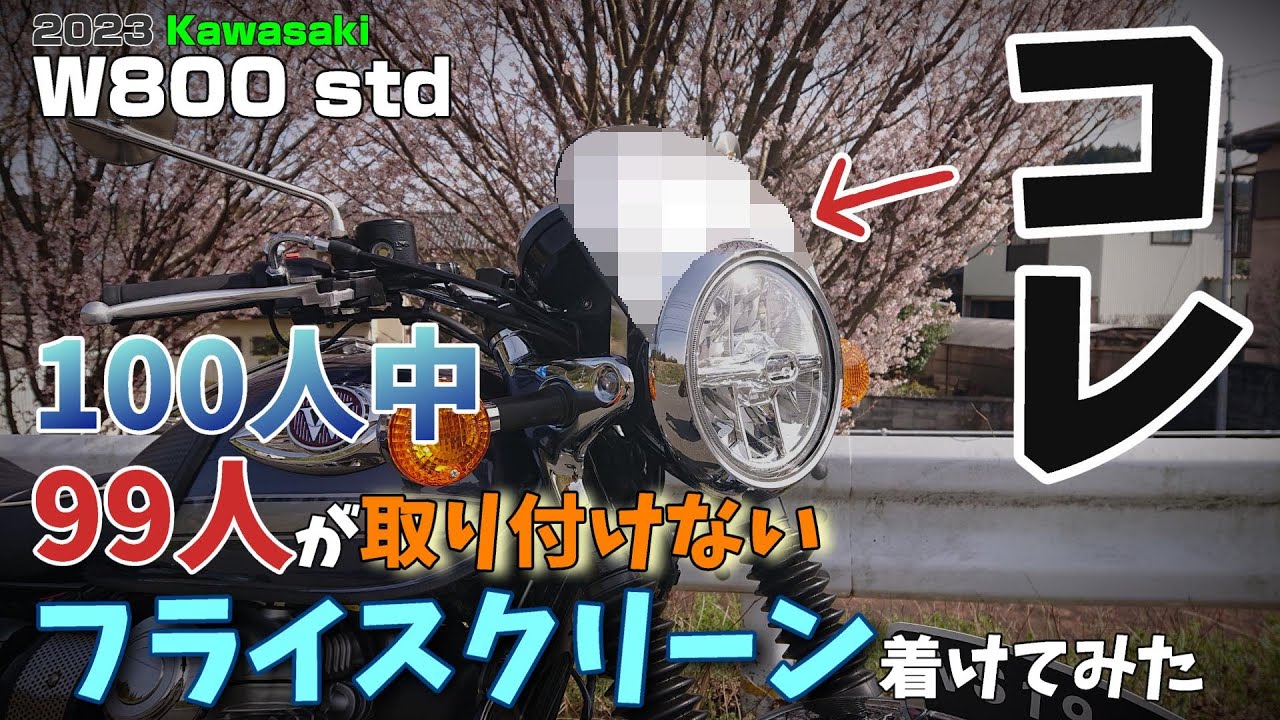 【Kawasaki】2023 W800に100人中99人が取り付けないフライスクリーンを取り付けてみた。【完全形態化】