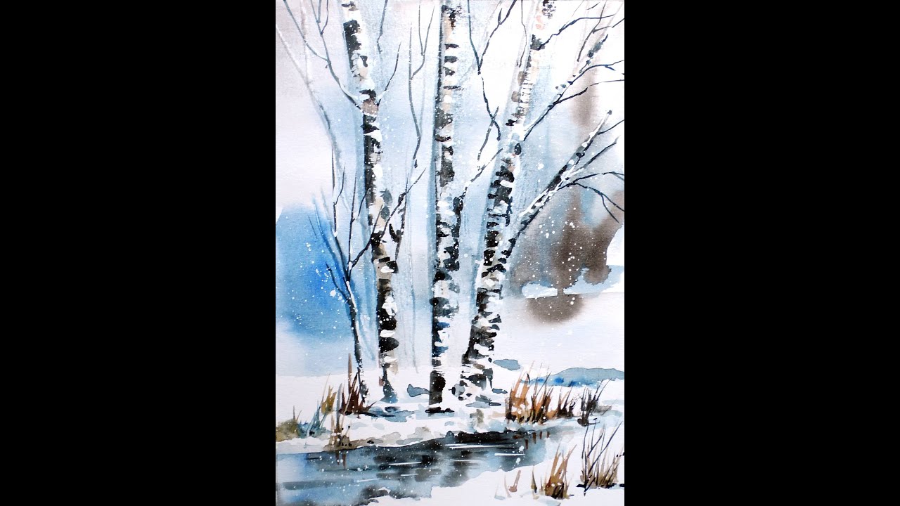 Watercolor time lapse videos winter spirit - painting demonstration