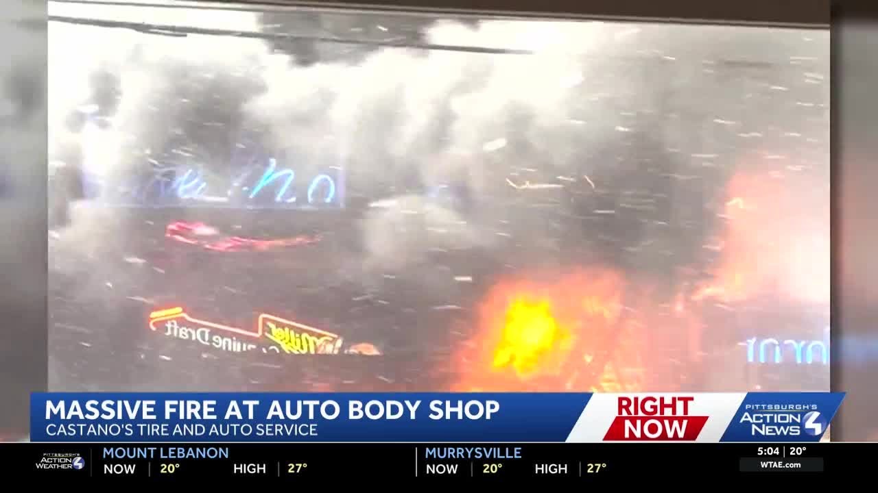 Fire breaks out at auto body shop in Baldwin