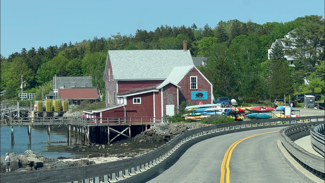 Driving Along The Coast Of Maine On Bailey Island