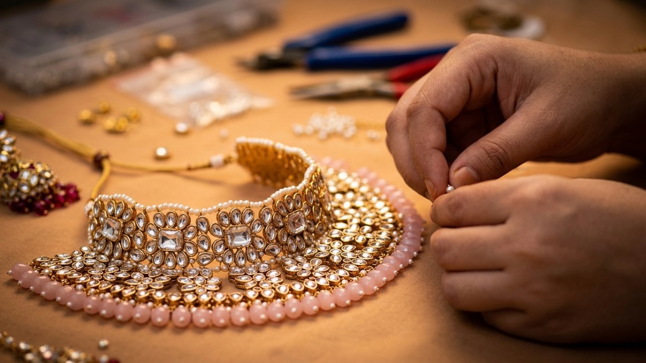 beautiful bridal handmade kundan set