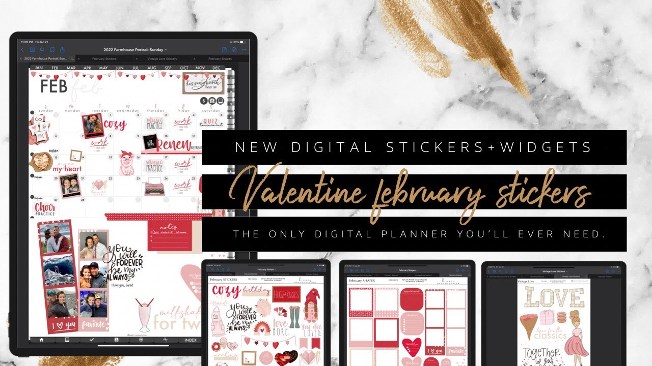 Valentines February Sticker Release | Feb 2022 Digital Planning Layout