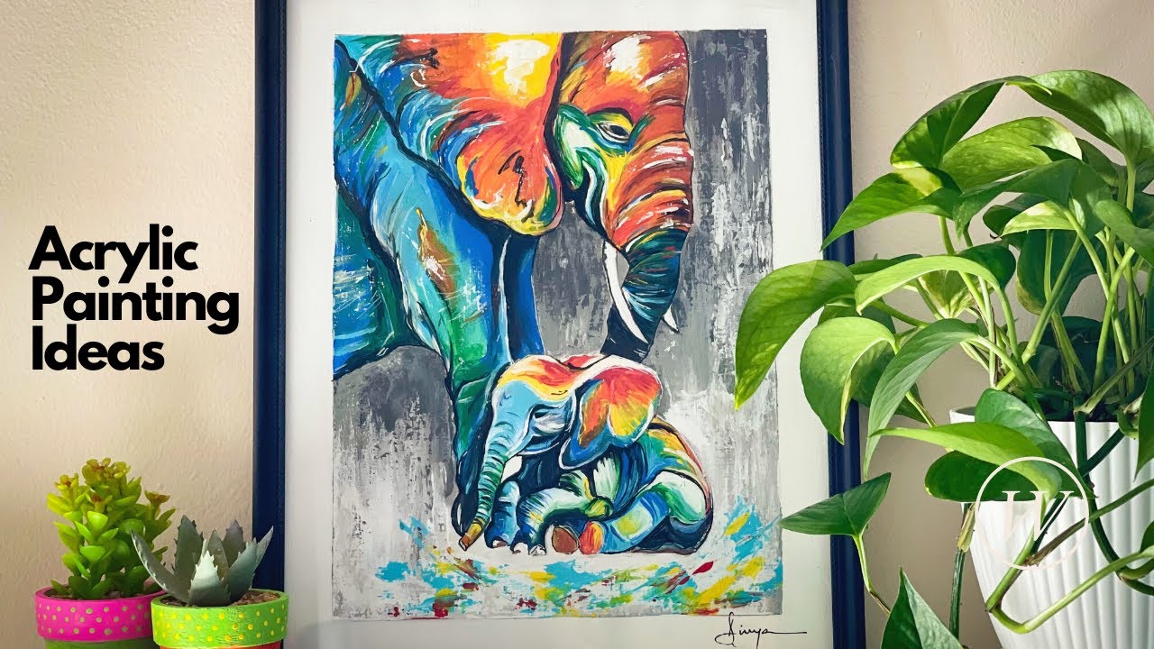 How to paint an Elephant | Acrylic painting for Beginners | Painting Ideas