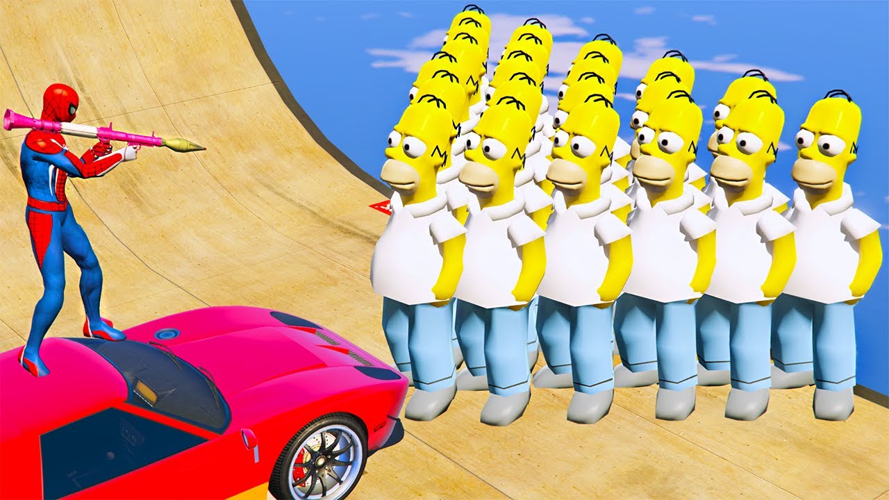 GTA 5 Crazy Ragdolls RED SPIDERMAN VS HOMER SIMPSON (Euphoria Physics, Ragdolls Fails Funny Moments)
