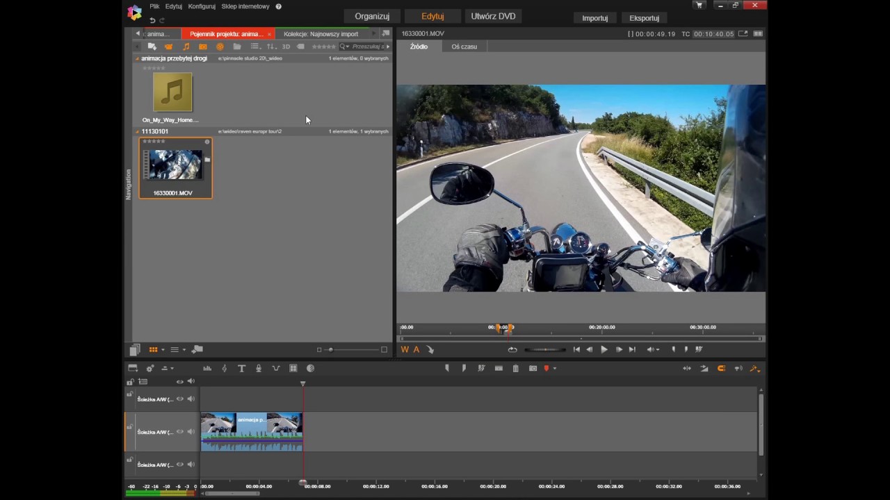 Pinnacle Studio 20 - animacja przebytej drogi z Route Generator