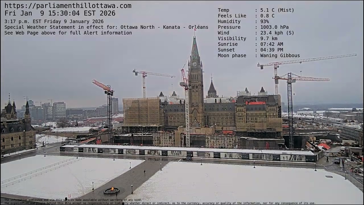 Parliament Ottawa Canada for Friday 09 January 2026