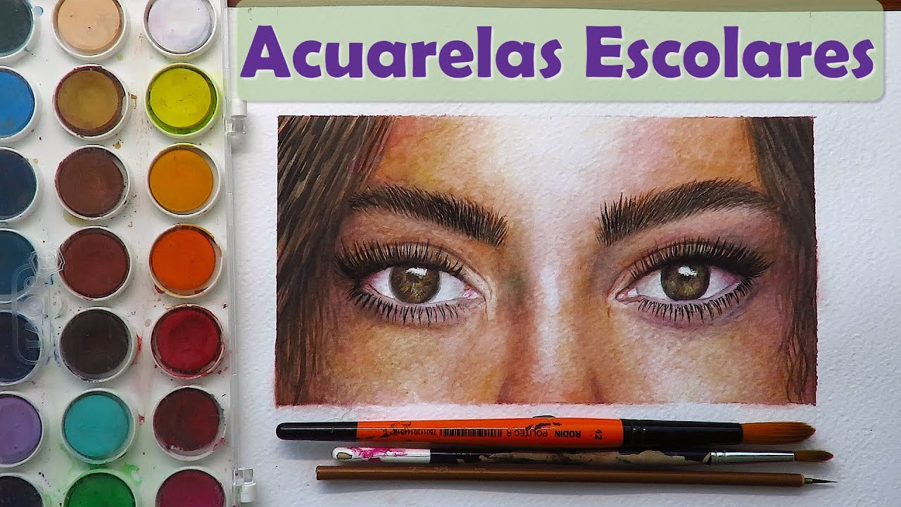 Cómo pintar ojos realistas con acuarelas ESCOLARES - Explicado desde el BOCETO