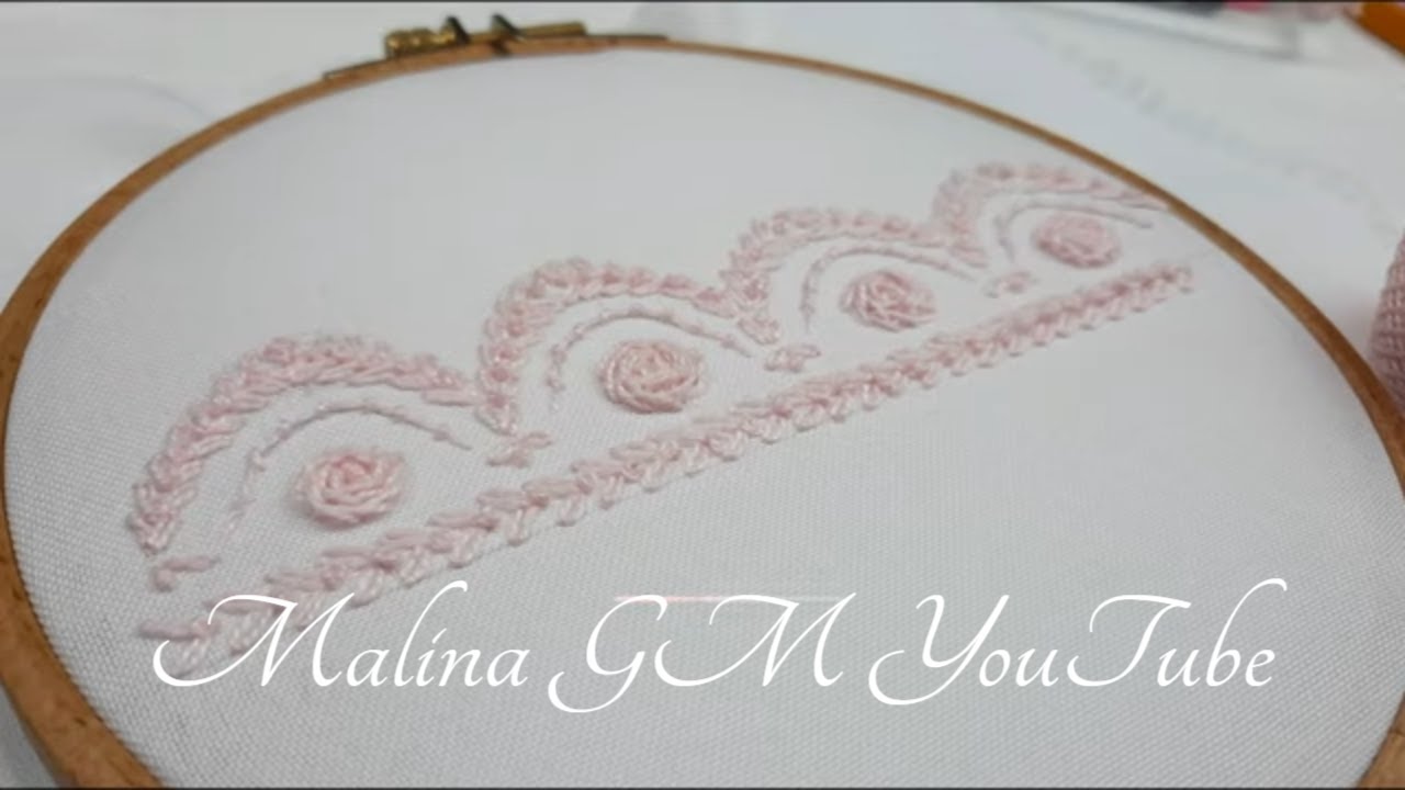 Delicate border lace of roses Hand Embroidery Simple stitches