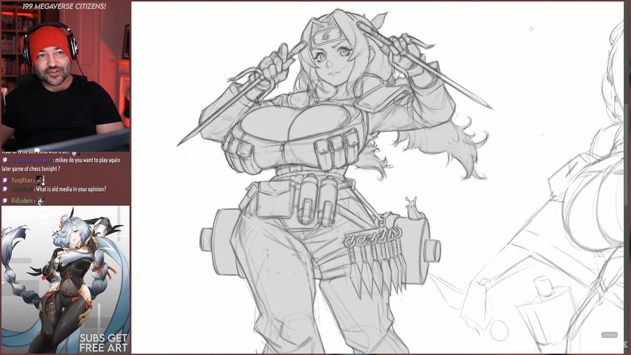 Sketching Tsuande Naruto Designs - Art Stream 412 mikeymegamega
