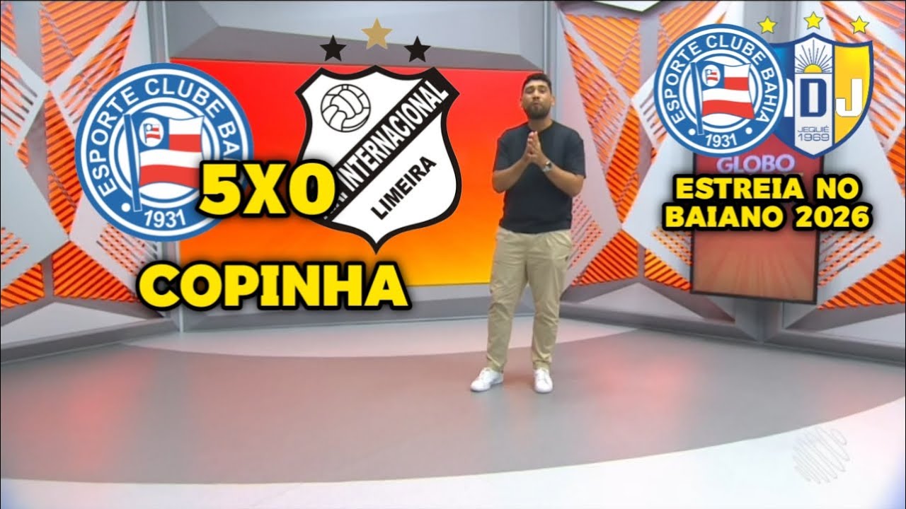 Globo Esporte BA - Bahia goleia o Inter de Limeira na Copinha, Elenco principal se reapresenta dia 5