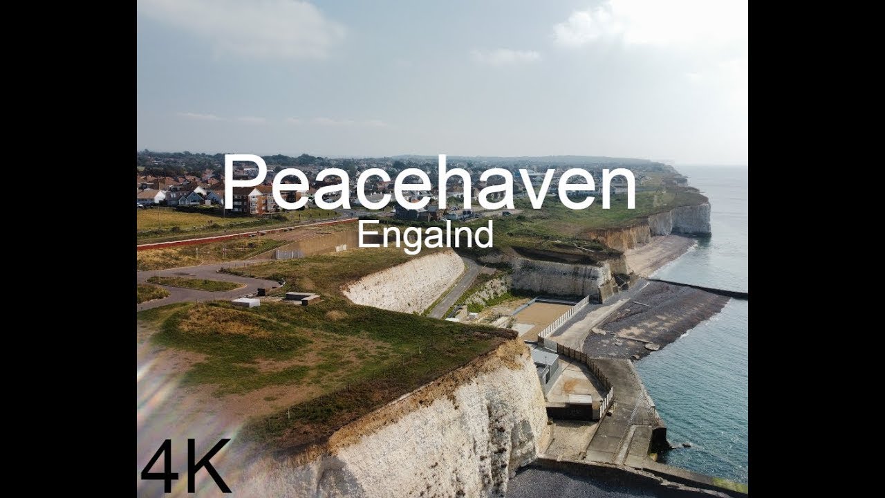 4K Video - Flying over Peacehaven Coastline, England