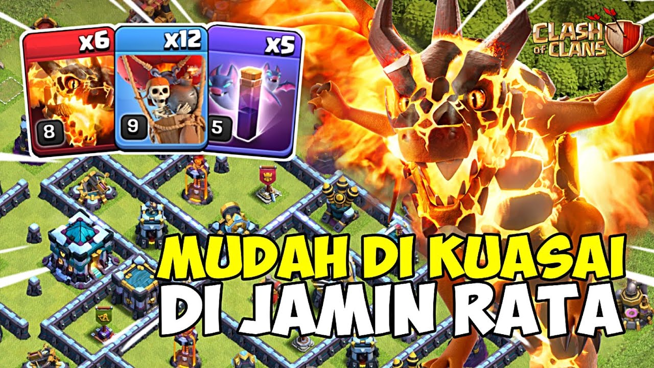 PEMULA HARUS COBA !! Combo Super Dragon Balon + Bat Spell  STRATEGI TH 13 - Clash Of Clans