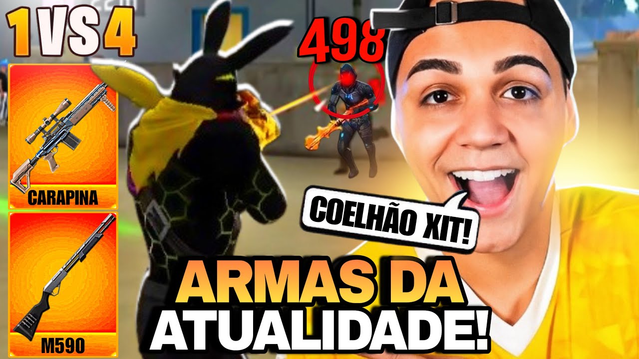 FREITAS JOGANDO COM AS ARMAS MAIS FORTES DA ATUALIDADE DO FREE FIRE VEJAM! JOGANDO SOLO VS SQUAD…