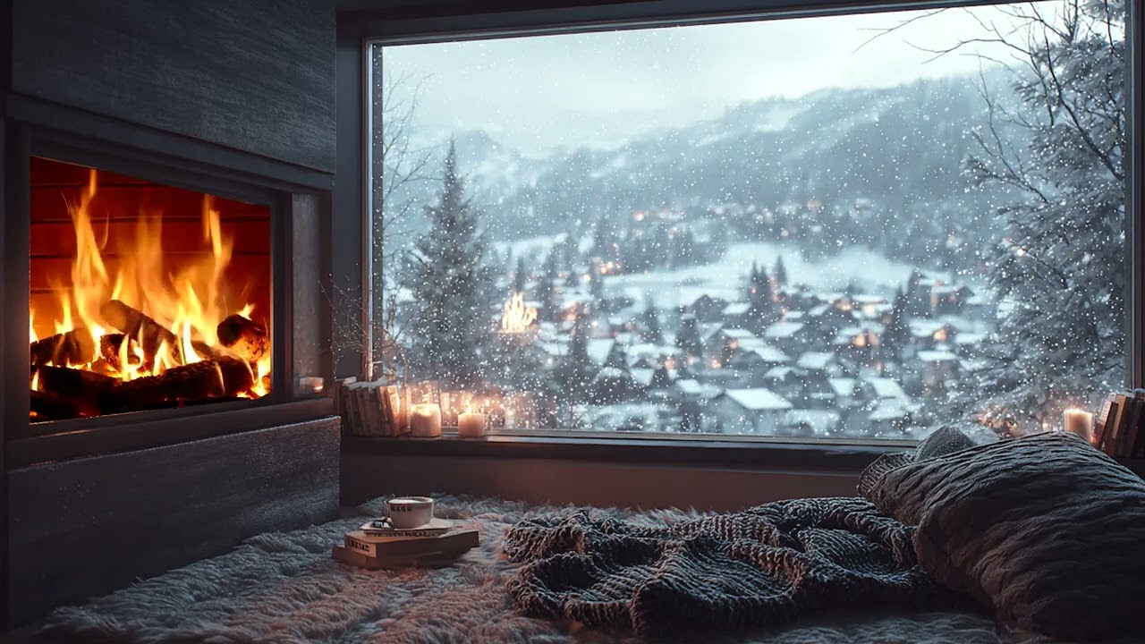 3 Hours Snowy Winter Night ❄️ Relaxing Sleep Ambience