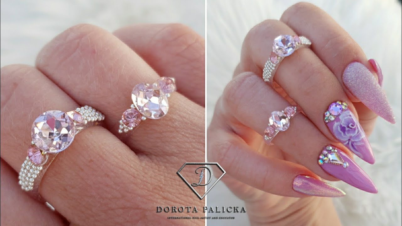 I said Yes to Nails. Hand made nail ring with acrylic and  Swarovski Crystals. Pierscionek paznokcie
