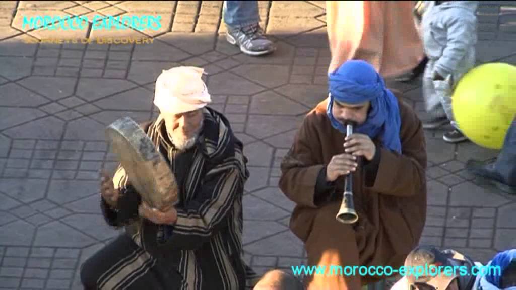 Marrakech Djemaa el-Fna street musicians and entertainers