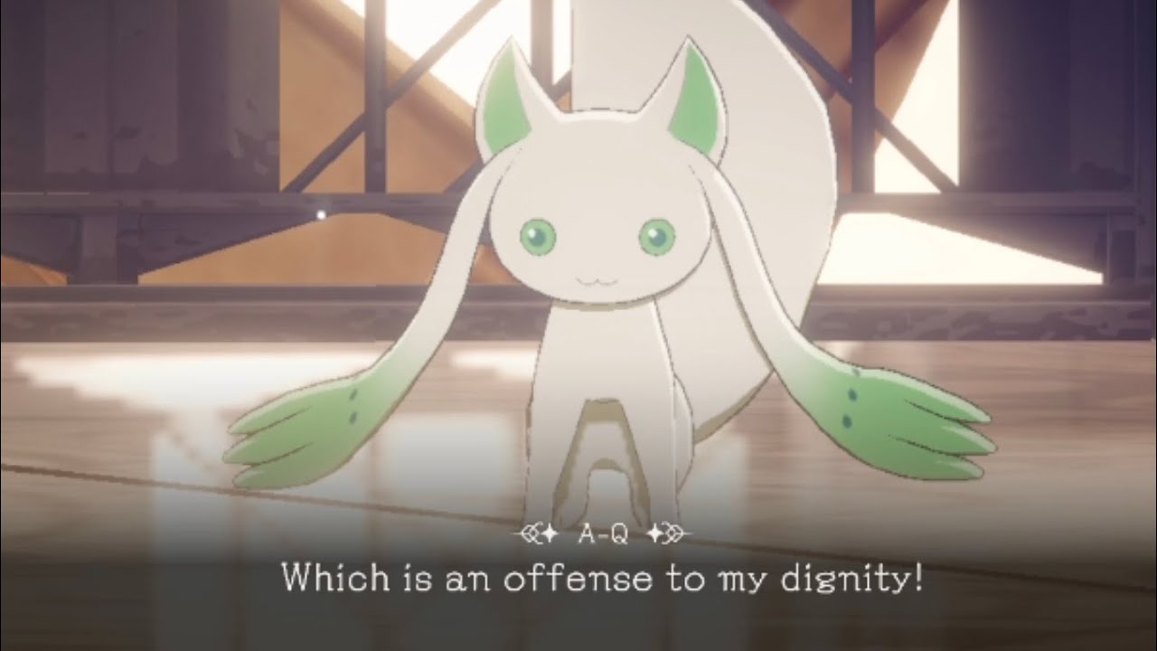 A-Q is getting defensive because it's not Kyubey (madoka magica magia exedra)