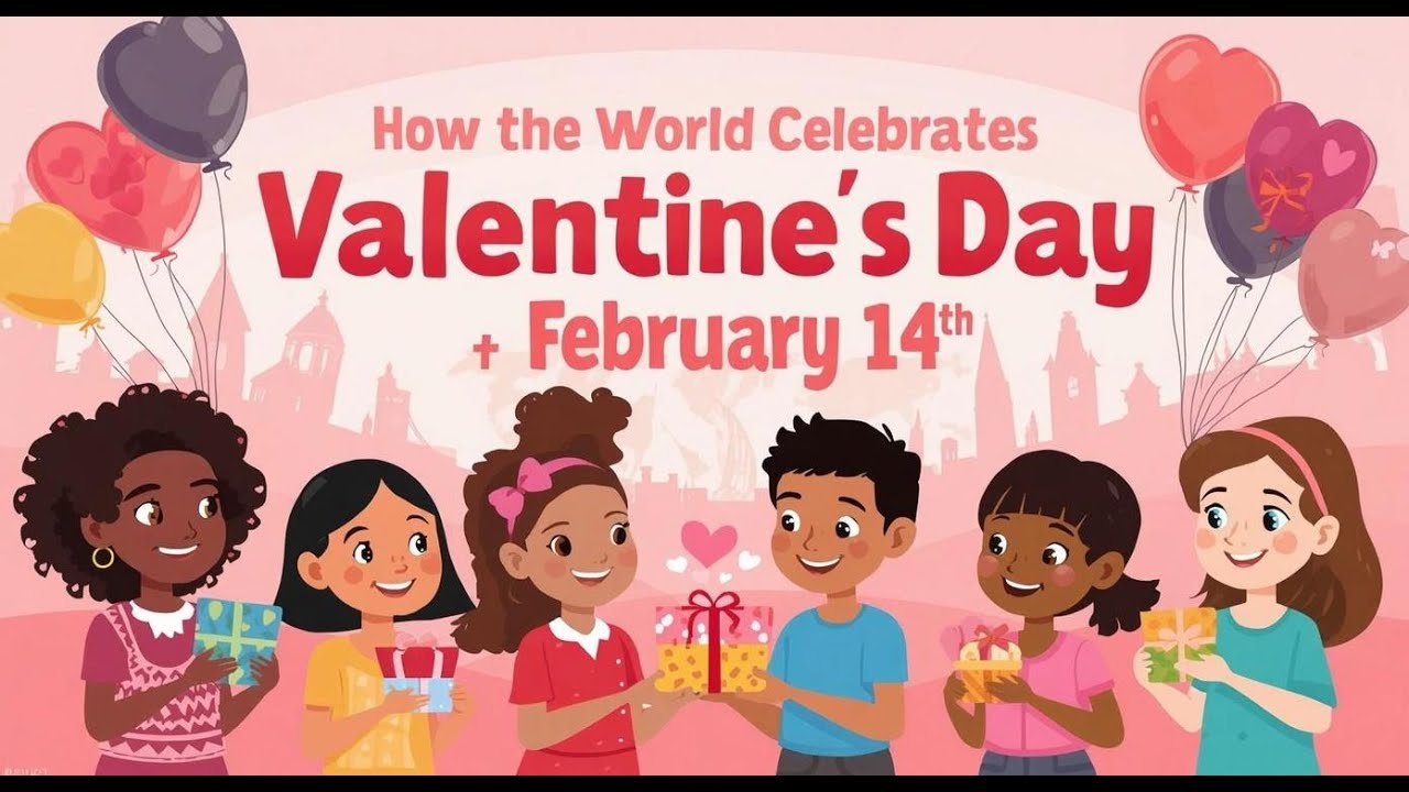 How the World Celebrates Valentine’s Day 🌍 | Global Traditions Explained for Kids | February 14th