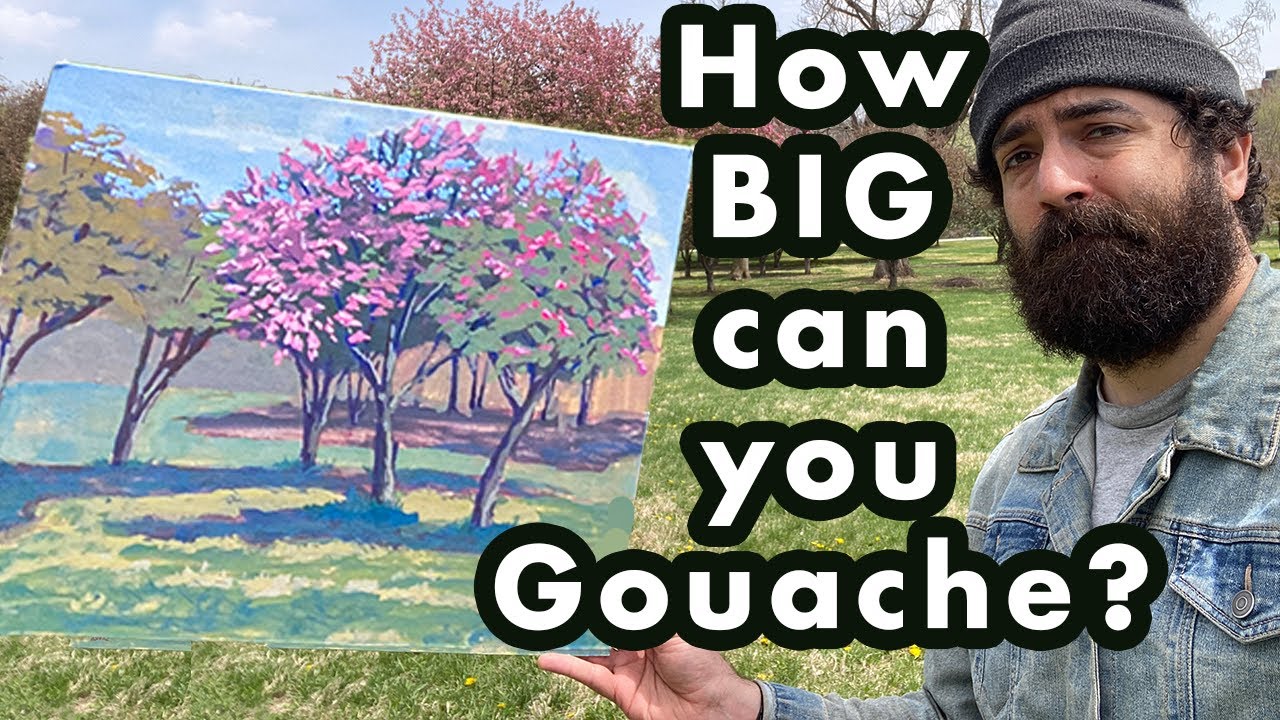 How LARGE Can You Paint With Gouache? Plein Air Painting the Biggest Gouache Painting I've Ever Done