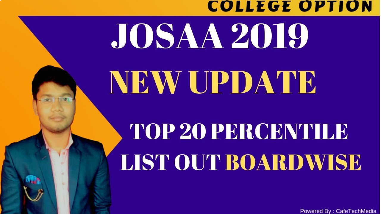 JOSAA 2019 NEW UPDATE ON  TOP 20 PERCENTILE