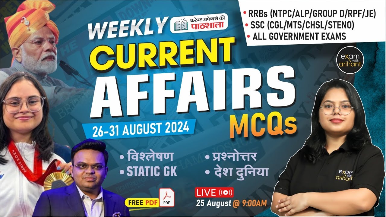 Weekly Current Affairs 2024 | 50 Best MCQs | National & International News by Khusboo Ma'am