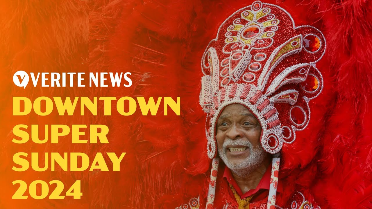 Black masking Indians parade for Downtown Super Sunday