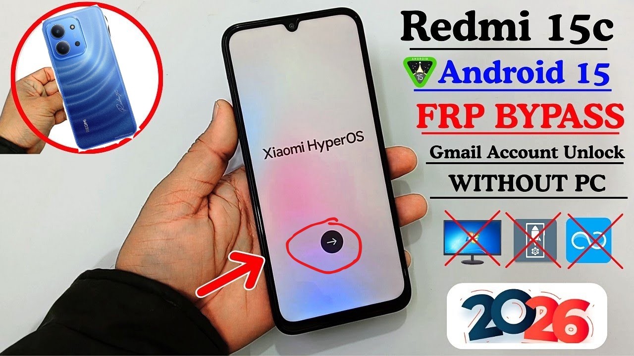 Redmi 15C/15 FRP Bypass/Unlock Android 15 without PC  | Xiaomi 15C HyperOS remove Google Account 100