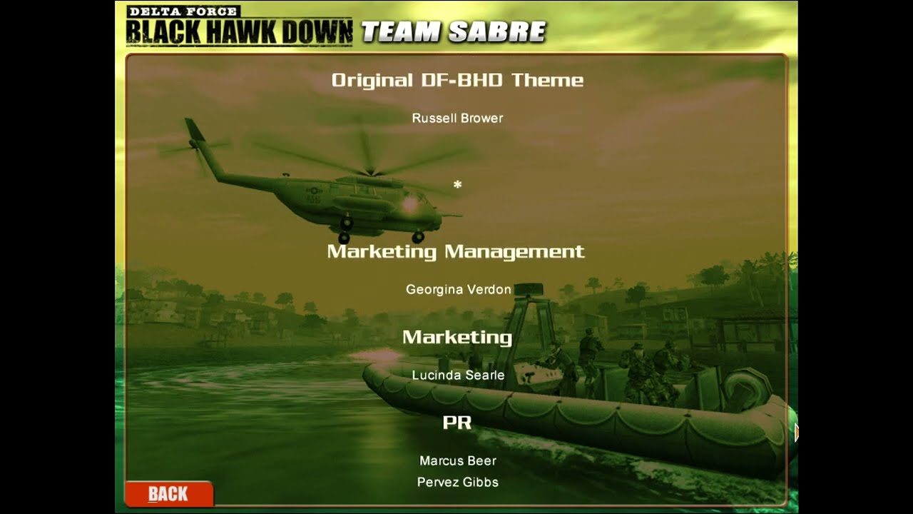 Delta Force Black Hawk Down Team Sabre Iran: Credits