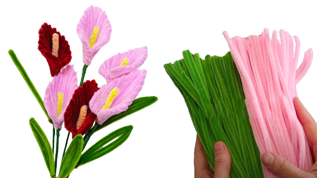 DIY Anthurium Flower | How to make anthurium flower from pipe cleaner, Handmade Pipe Cleaner Flowers