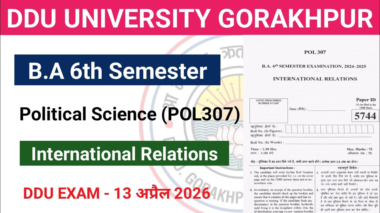Ba 6th Semester Political Science | International Relations | POL307 | mcq | previous year mcq | ddu