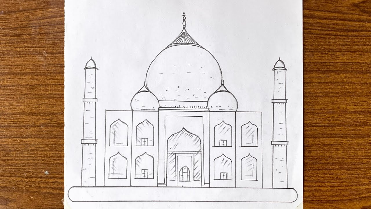 How to draw taj mahal easy step by step // Easy drawing for beginners step by step with pencil