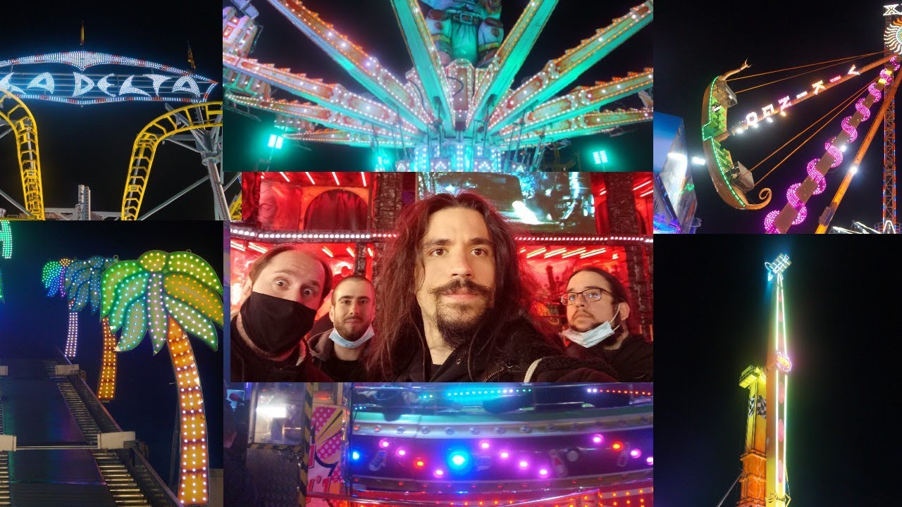 Un día en la feria de atracciones de Navidad de Valencia ( montando atracciones y  juegos de feria)
