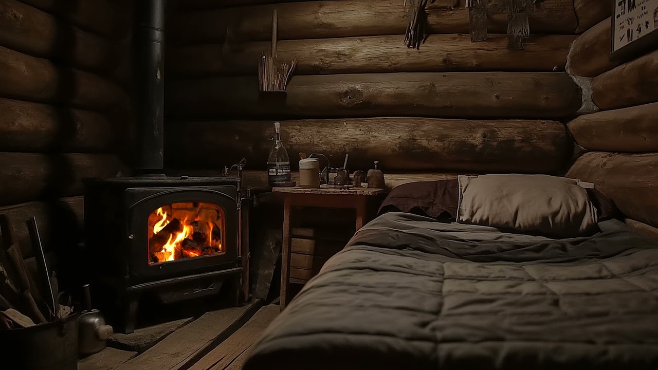 Cozy Cabin Blizzard Night | Fireplace Sounds and Snowstorm for Sleeping