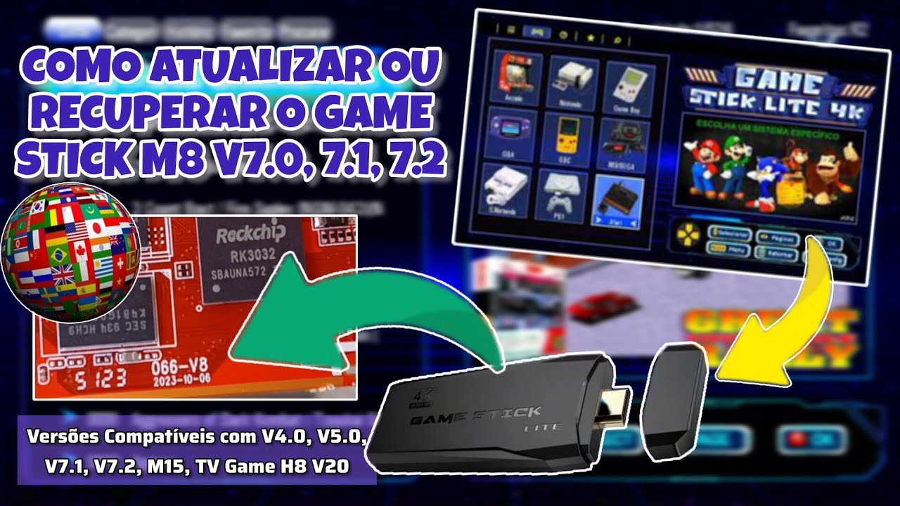 COMO ATUALIZAR OU RECUPERAR GAME STICK 4K LITE M8 V7.0, 7.1, 7.2, V4.0, V5.0, V20, M15? OpenWorld090