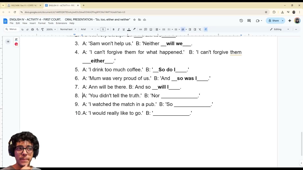ENGLISH IV - ACTIVITY 4 - FIRST COURT - 