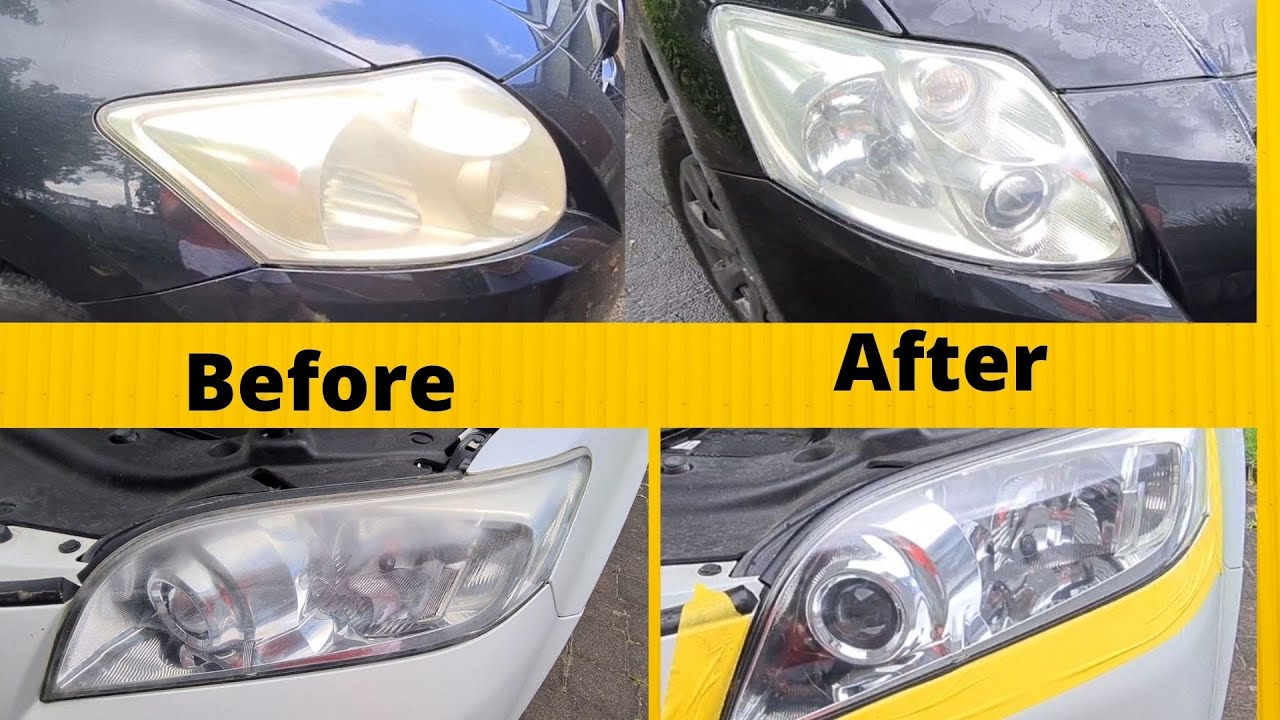 Cleaning Foggy Headlight using brake fluid