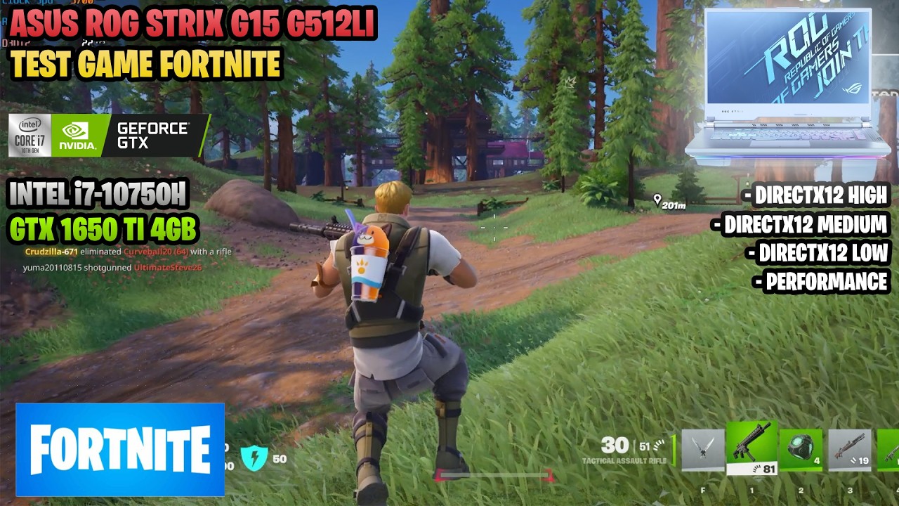 Fortnite | ASUS ROG Strix G15 G512LI | i7 10750H + GTX 1650 Ti 4GB | 1080p