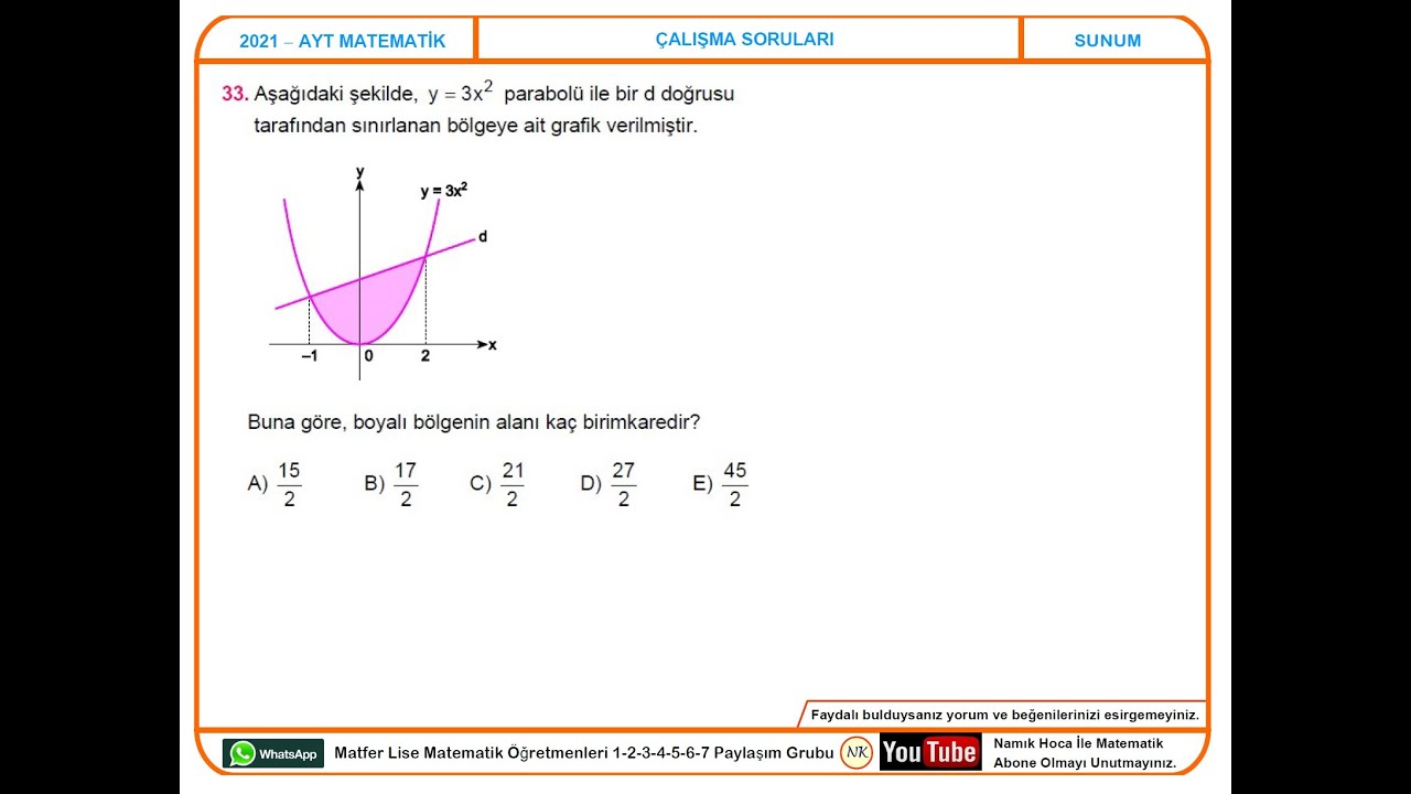 AYT MATEMATİK ÇALIŞMA SORULARININ ÇÖZÜMÜ DERS 2 (21 - 35 ARASI)