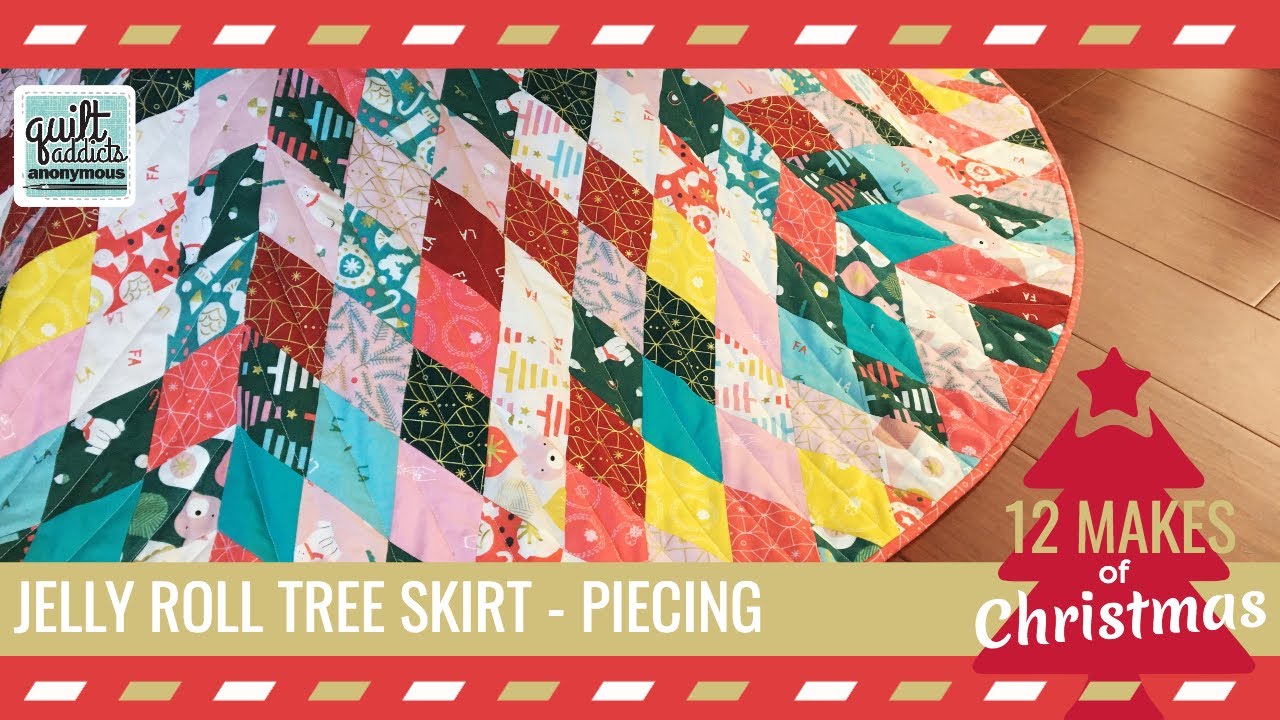 FREE Pattern! Star Bright Jelly Roll Christmas Tree Skirt - How to Piece It - 12 Makes of Christmas