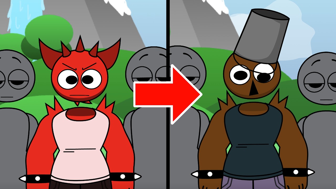 I swapped Raddy's Skin for all Sprunki characters in Sprunki Human