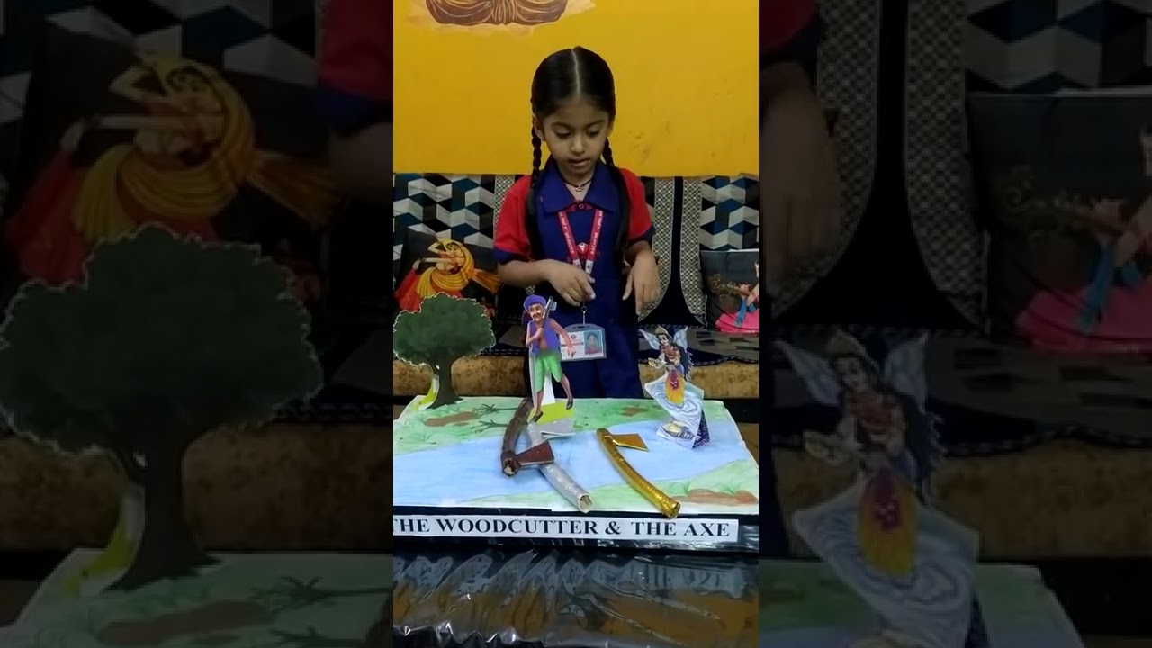 The woodcutter & the axe story explained with props by Kaira Srivastav for story telling competition